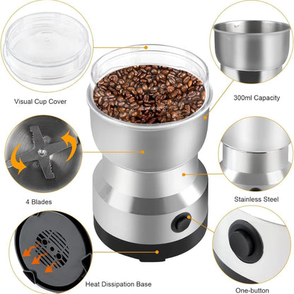 Mixer Grinder, Multifunction Small Food Grinder Grain Grinder, Portable Coffee Bean Grinder