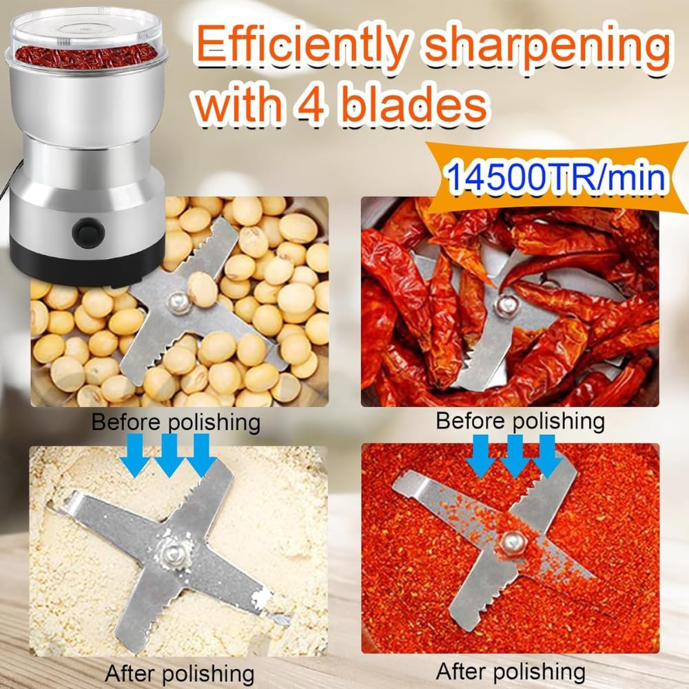 Mixer Grinder, Multifunction Small Food Grinder Grain Grinder, Portable Coffee Bean Grinder